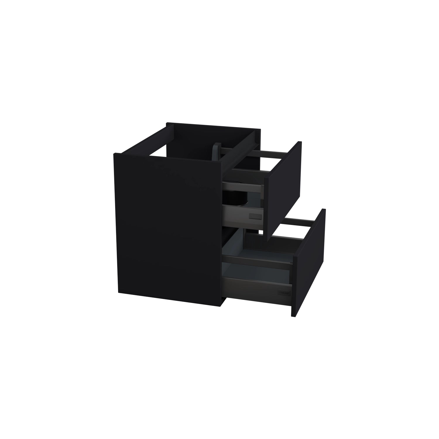 Dutchline Badmeubel Onderkast Mat Zwart 60X46Cm 2 Lades 1 Uitsparing