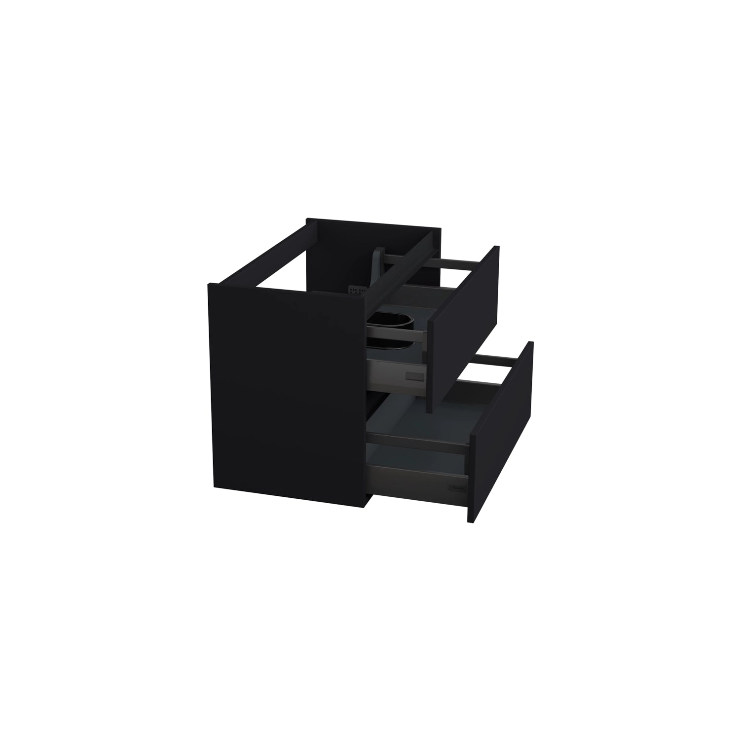Dutchline Badmeubel Onderkast Mat Zwart 80X46Cm 2 Lades 1 Uitsparing