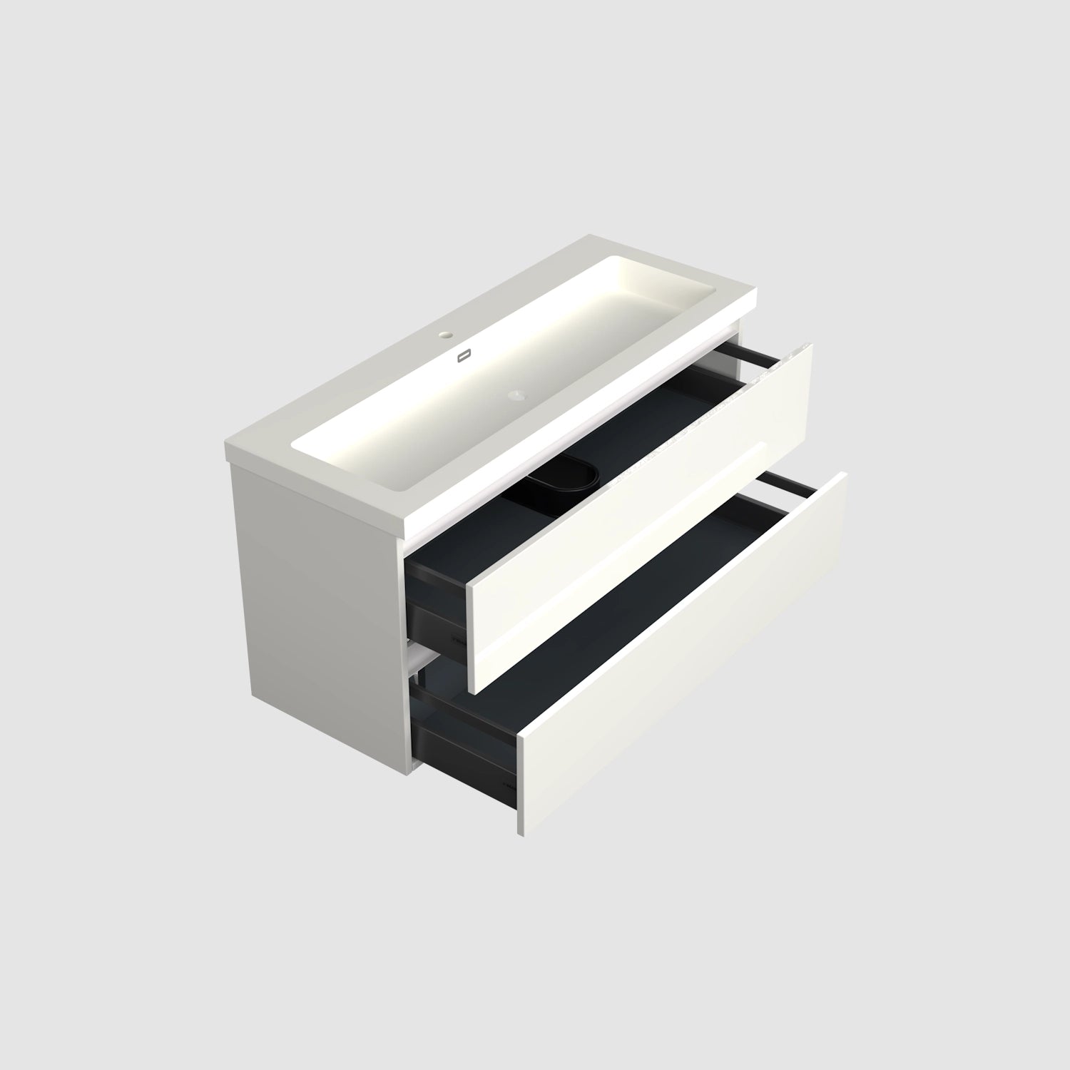 Dutchline Badmeubel Onderkast Midden - Glans Wit - 120X46Cm - 2 Lades - 1 Uitsparing