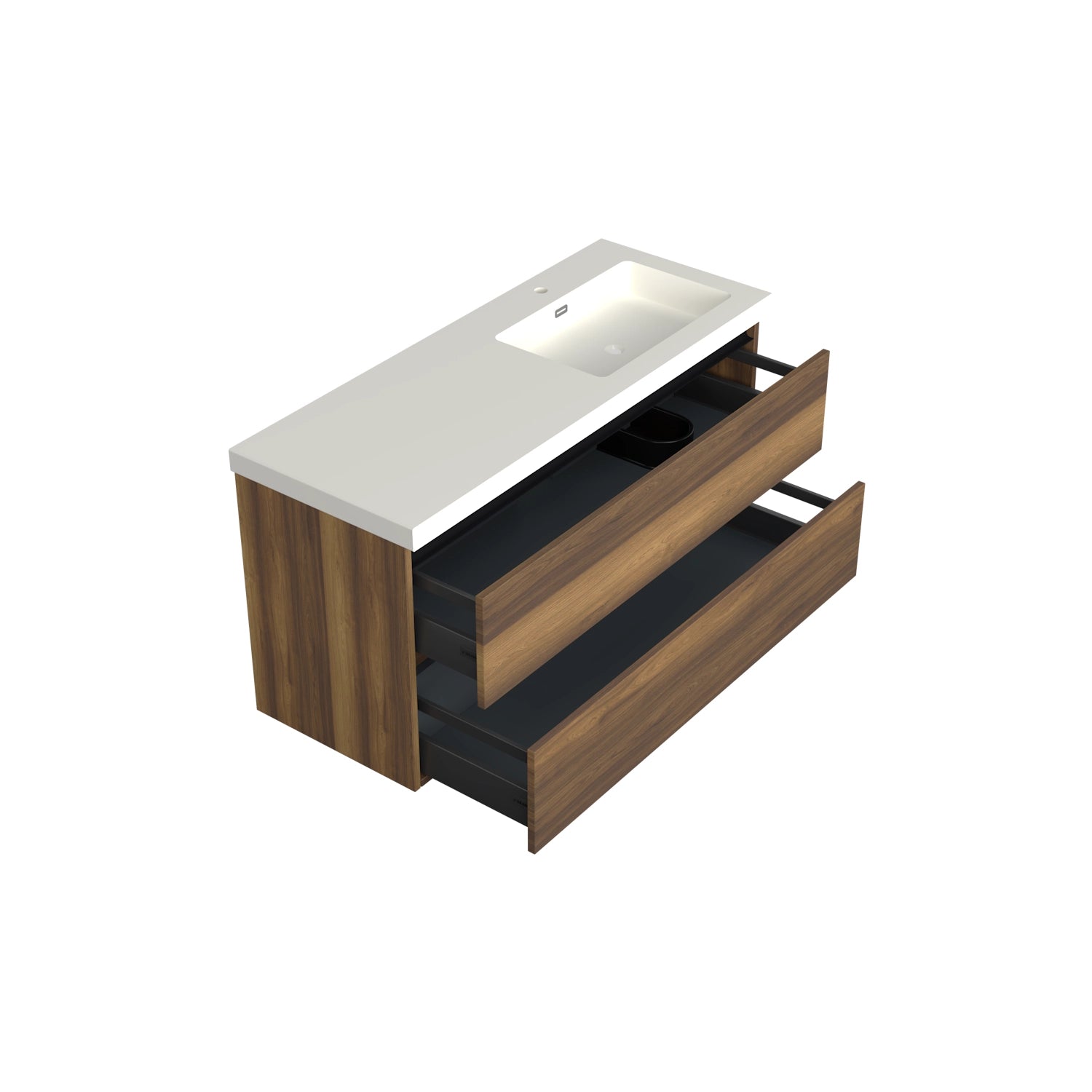 Dutchline Badmeubel Onderkast Rechts - Hamilton - 120X46Cm - 2 Lades - 1 Uitsparing