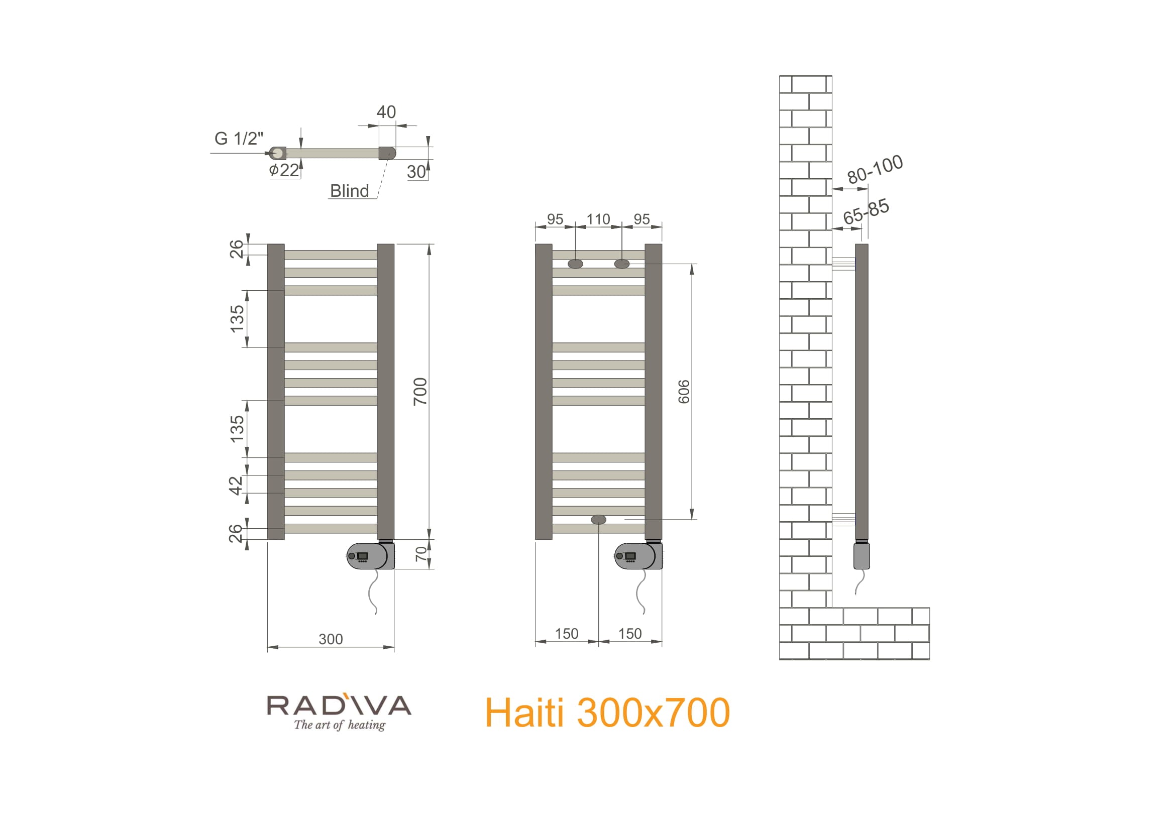 Radiva Haiti Elektrische Radiator 300 X 700 Mm - Wit