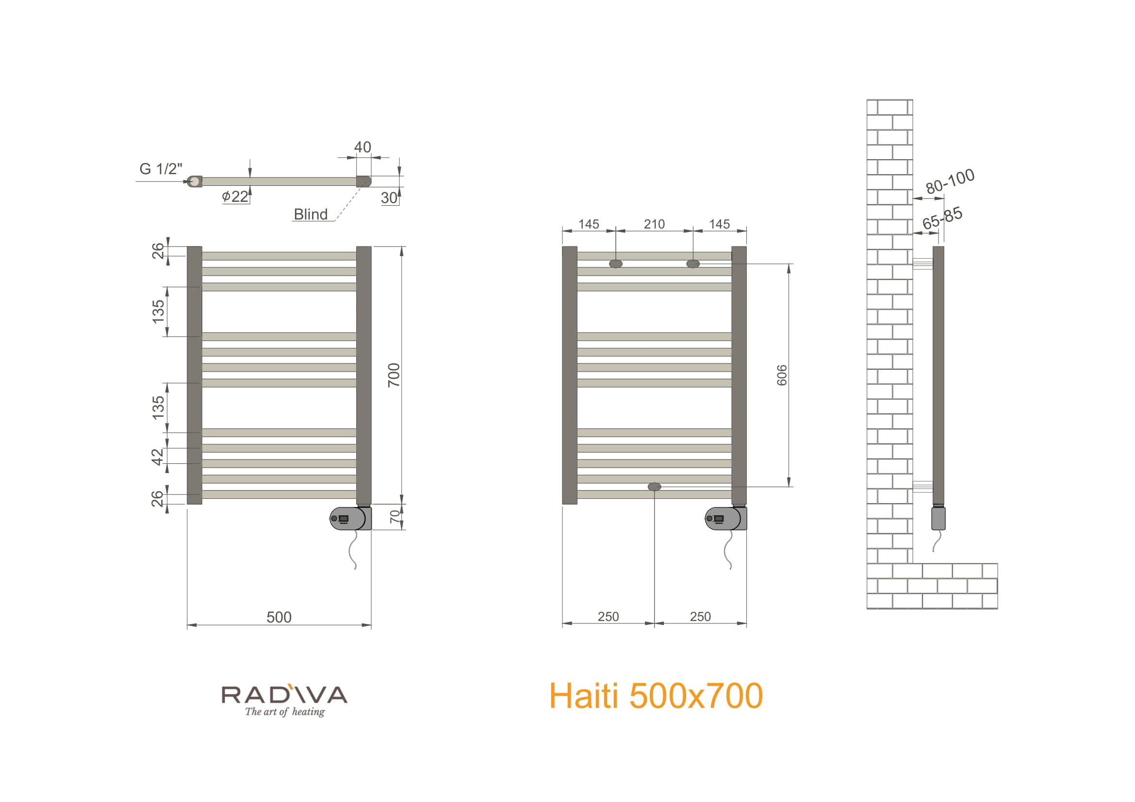 Radiva Haiti Elektrische Radiator 500 X 700 Mm - Wit