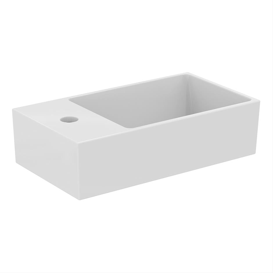 Ideal Standard Fontein 450x250x150 mm, 1 Met Kraangat, Met Overloop, Gat Aan de Linkerkant - Wit