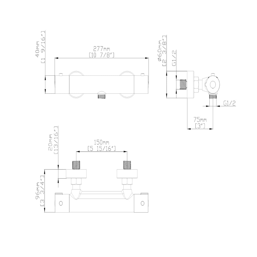 Dutchline - S-Line Thermostatische Douchemengkraan H/H 150