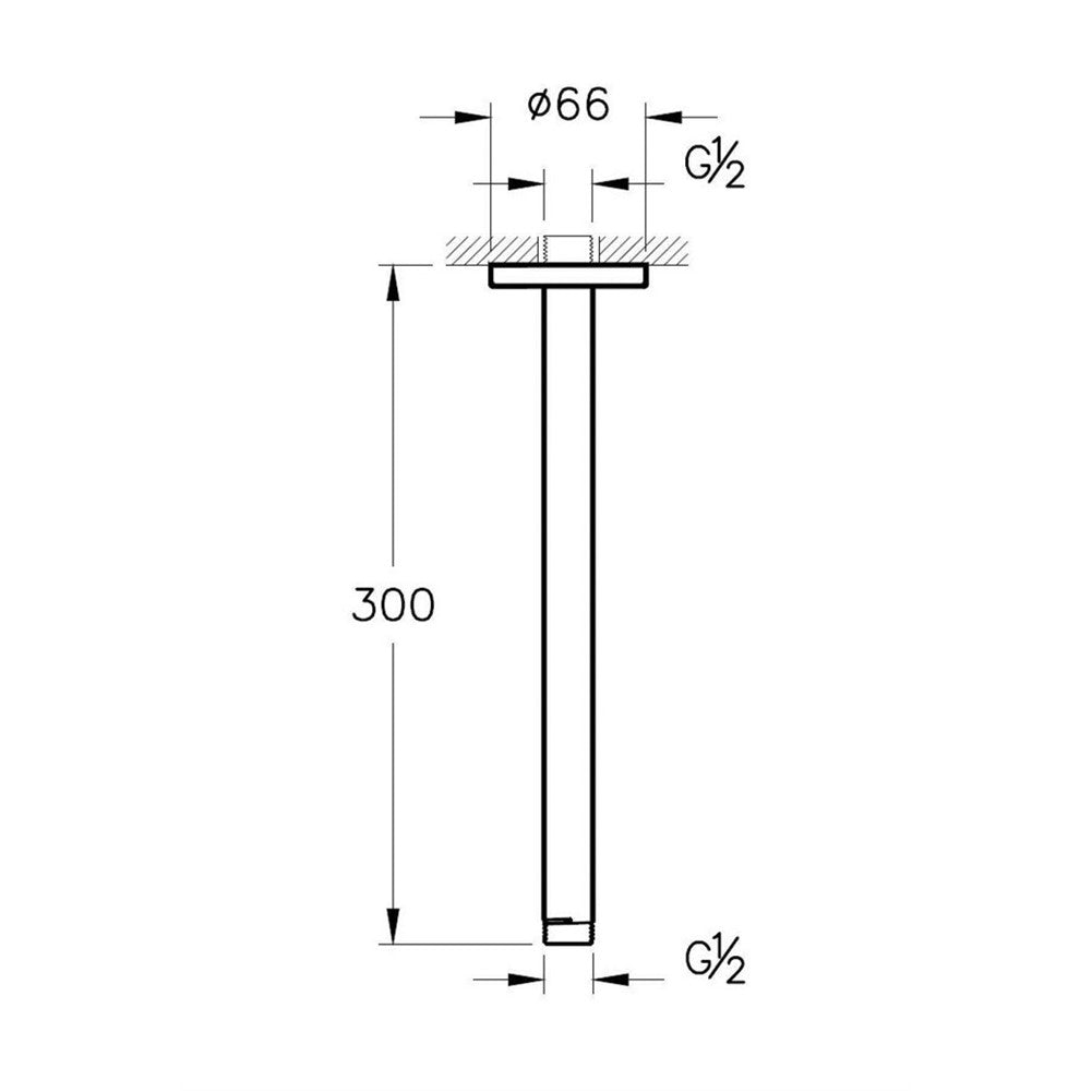 VitrA Origin Deckenmontierter Duscharm lang, Mattschwarz