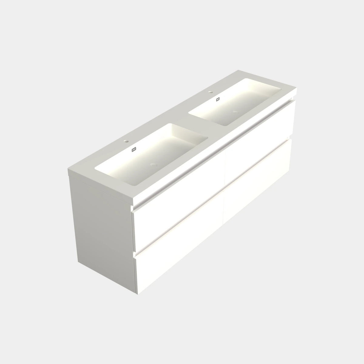 Dutchline Badmeubel Onderkast - Mat Wit - 200x46cm - 4 Lades - 2 Uitsparingen