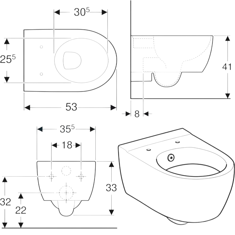 Geberit Icon Rimfree Wandclosetset - Rimfree - Met Bidet - Wit