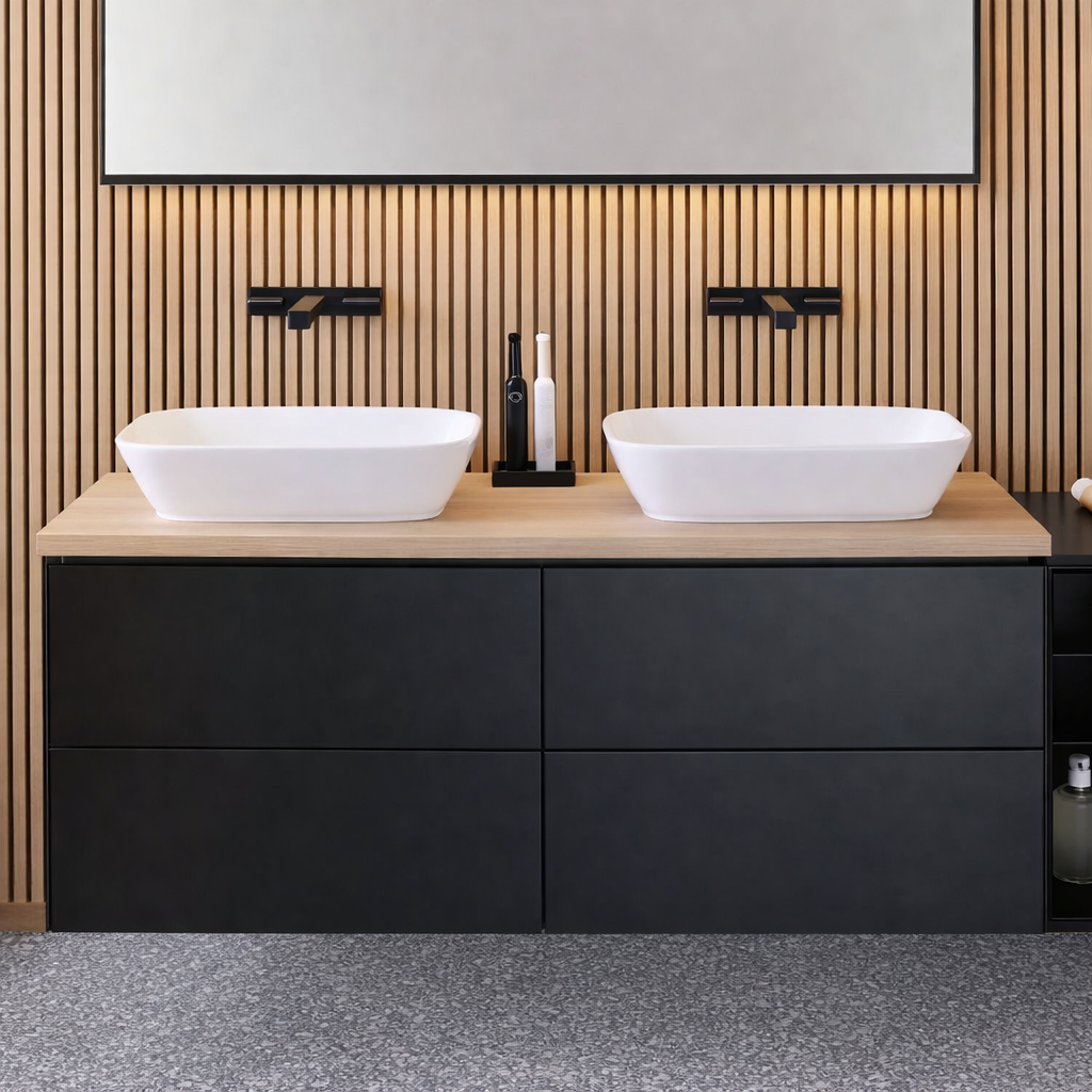 Geberit One Inbouw Wastafelkraan Hoekig Ontwerp Mat Zwart
