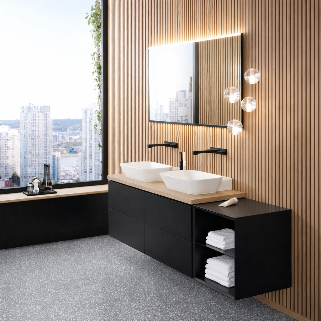 Geberit One Inbouw Wastafelkraan Hoekig Ontwerp Mat Zwart
