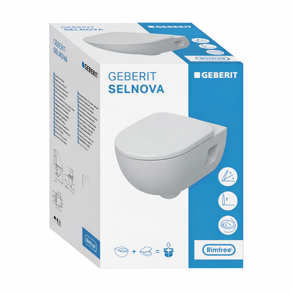 Geberit Selnova Premium Rimfree Wandclosetset - Rimfree - Met Bidet - Wit