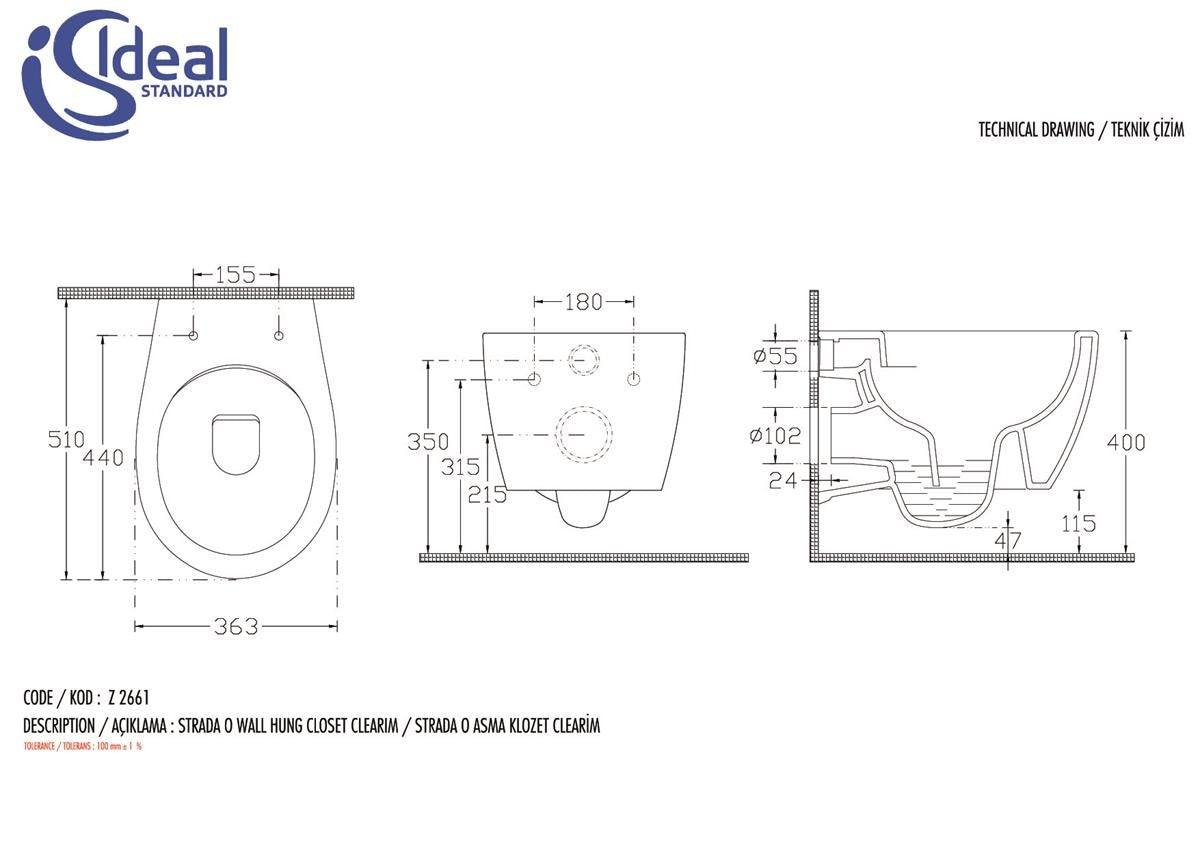 Ideal Standard Stradao Clearim Wand-WC Weiß
