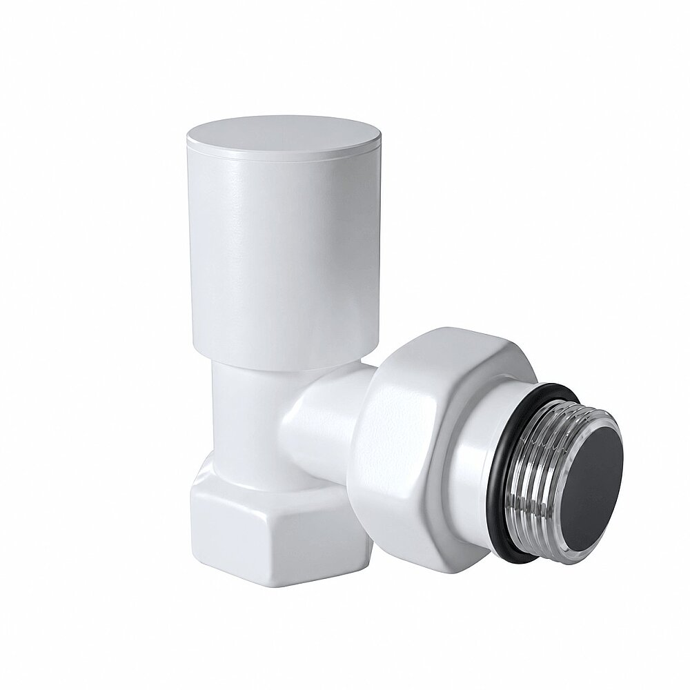 Radiva Radiatorkraan 1/2" Haaks, Wit (Metalen Knop)