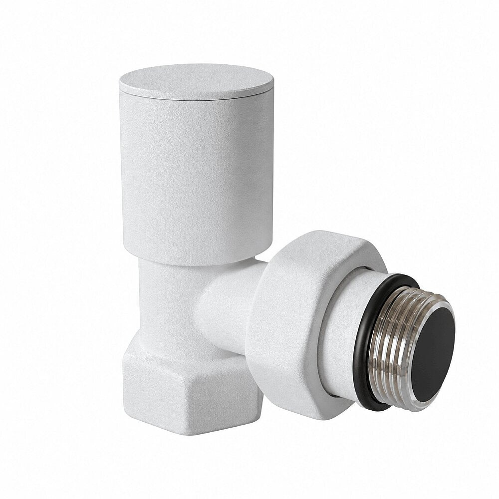 Radiva Radiatorkraan 1/2" Haaks, Wit met Textuur (Metalen Knop)