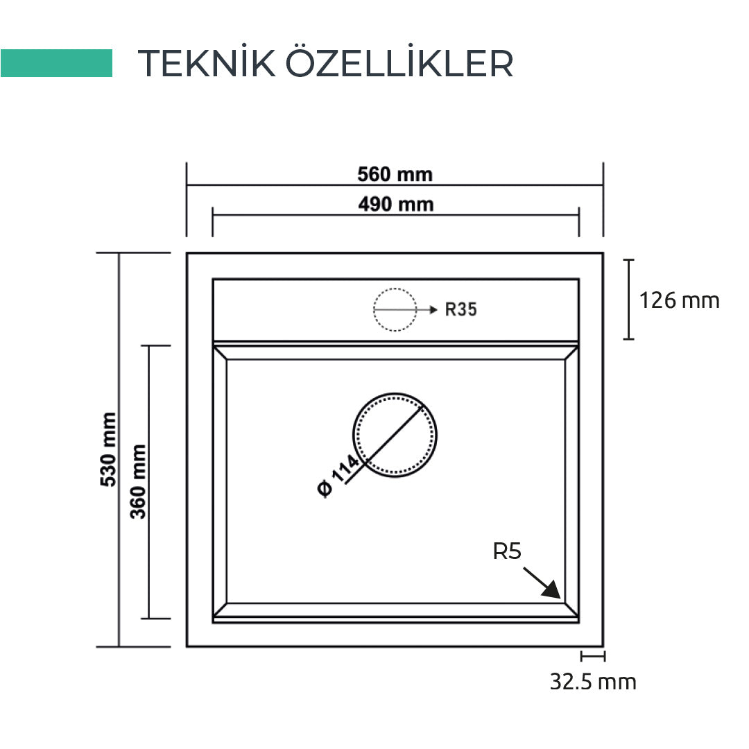 Realtstone Olympos Granieten Spoelbak, Zwart