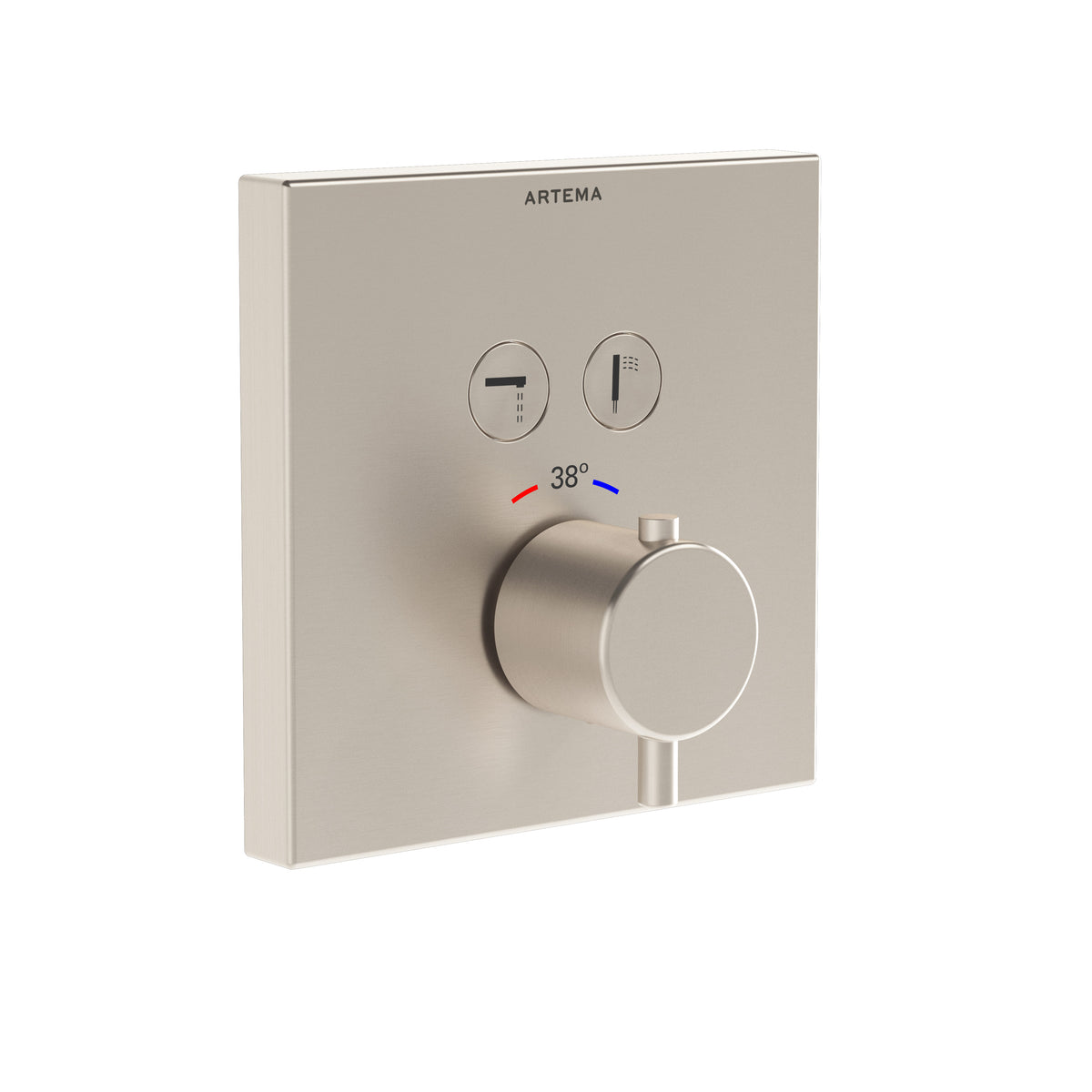 Vitra Root Square Aquacontrol Douche/Bad Kraan, Geborsteld Nikkel