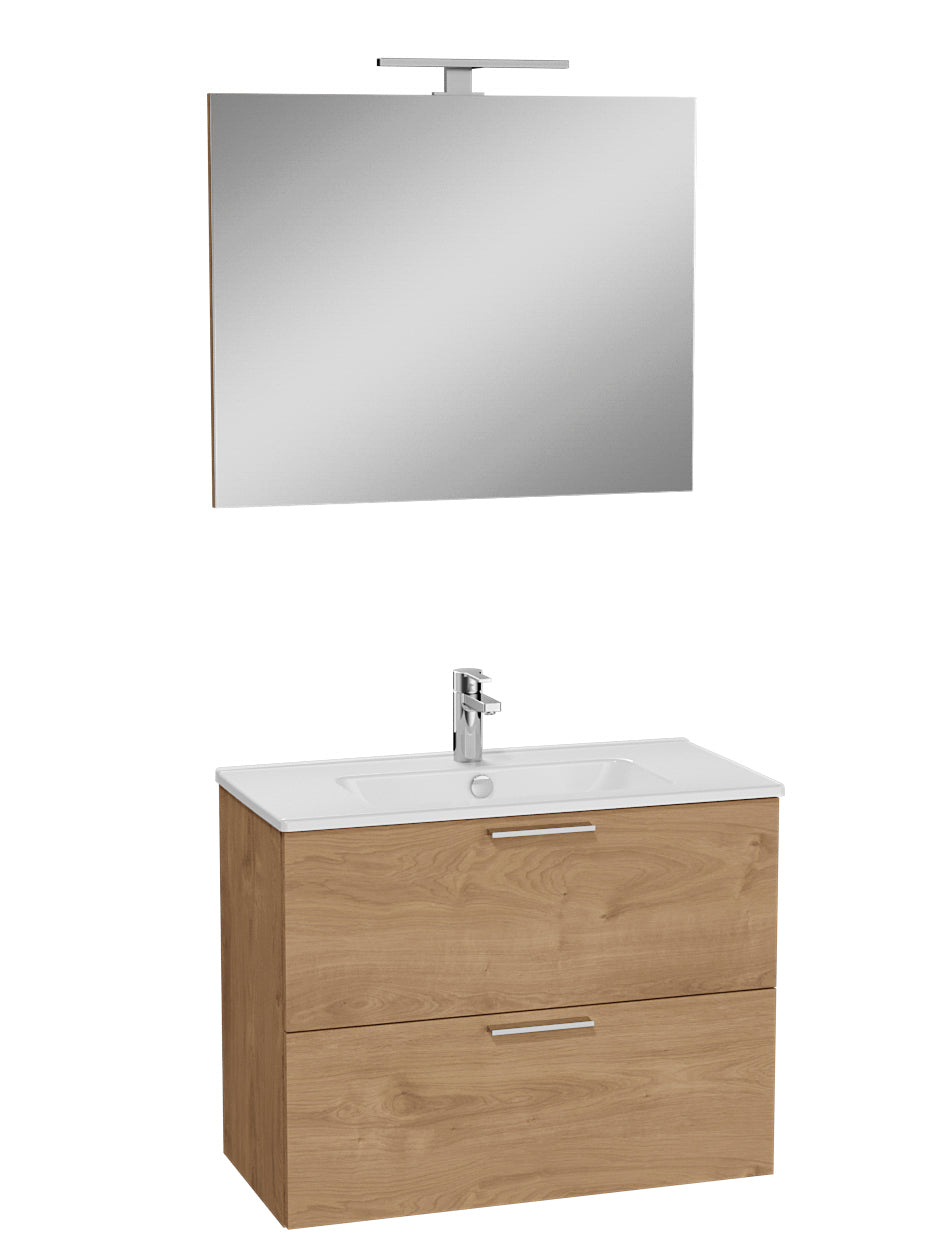 VitrA Mia Badkamermeubelset 80Cm, Goudkleurig Eiken